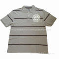 Polo shirts, made of 100% cotton, yarn-dyed stripe, embroidered logo, care label printing